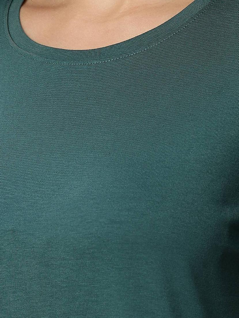 women teal solid short sleeve regular fit t-shirt - 21983142 - Standard Image - 5