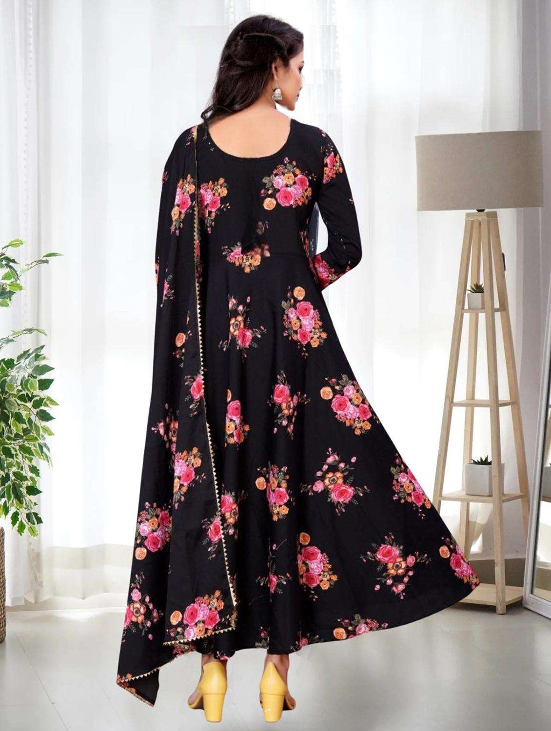 women floral print anarkali kurta and dupatta set - 21983148 -  Standard Image - 3