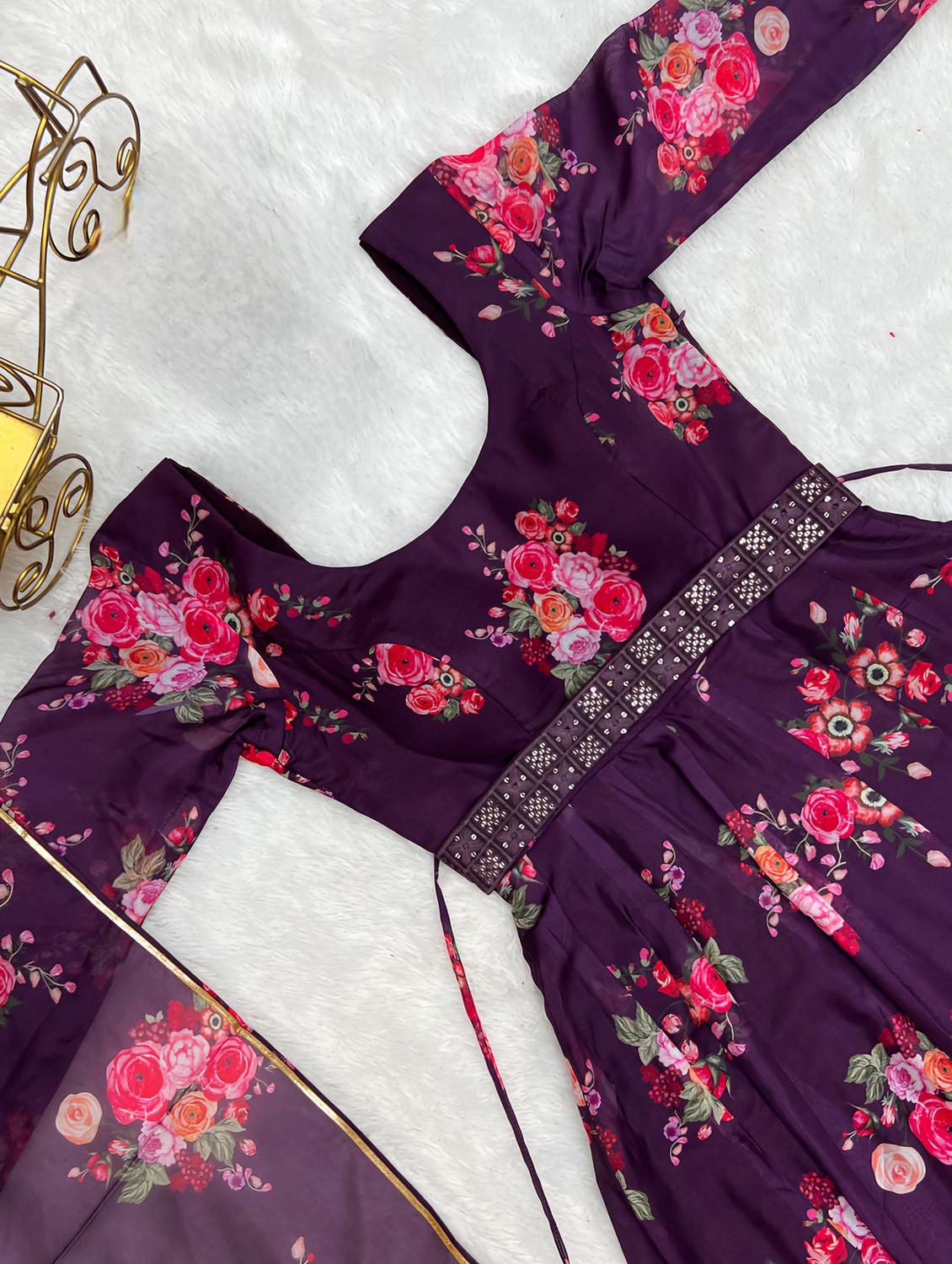 women floral print anarkali kurta and dupatta set - 21983149 - Standard Image - 3