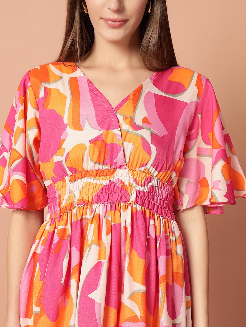 women printed flared sleeve tiered dress - 21983178 -  Standard Image - 3
