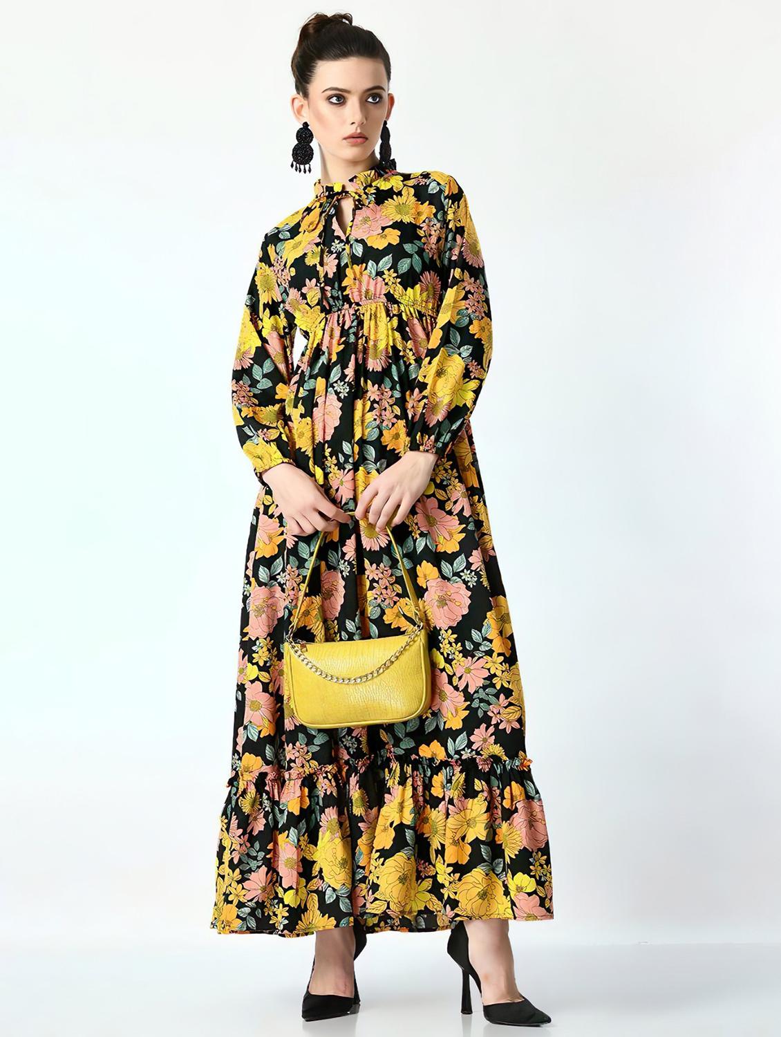 women printed puff sleeve tiered maxi dress - 21983219 -  Zoom Image - 0