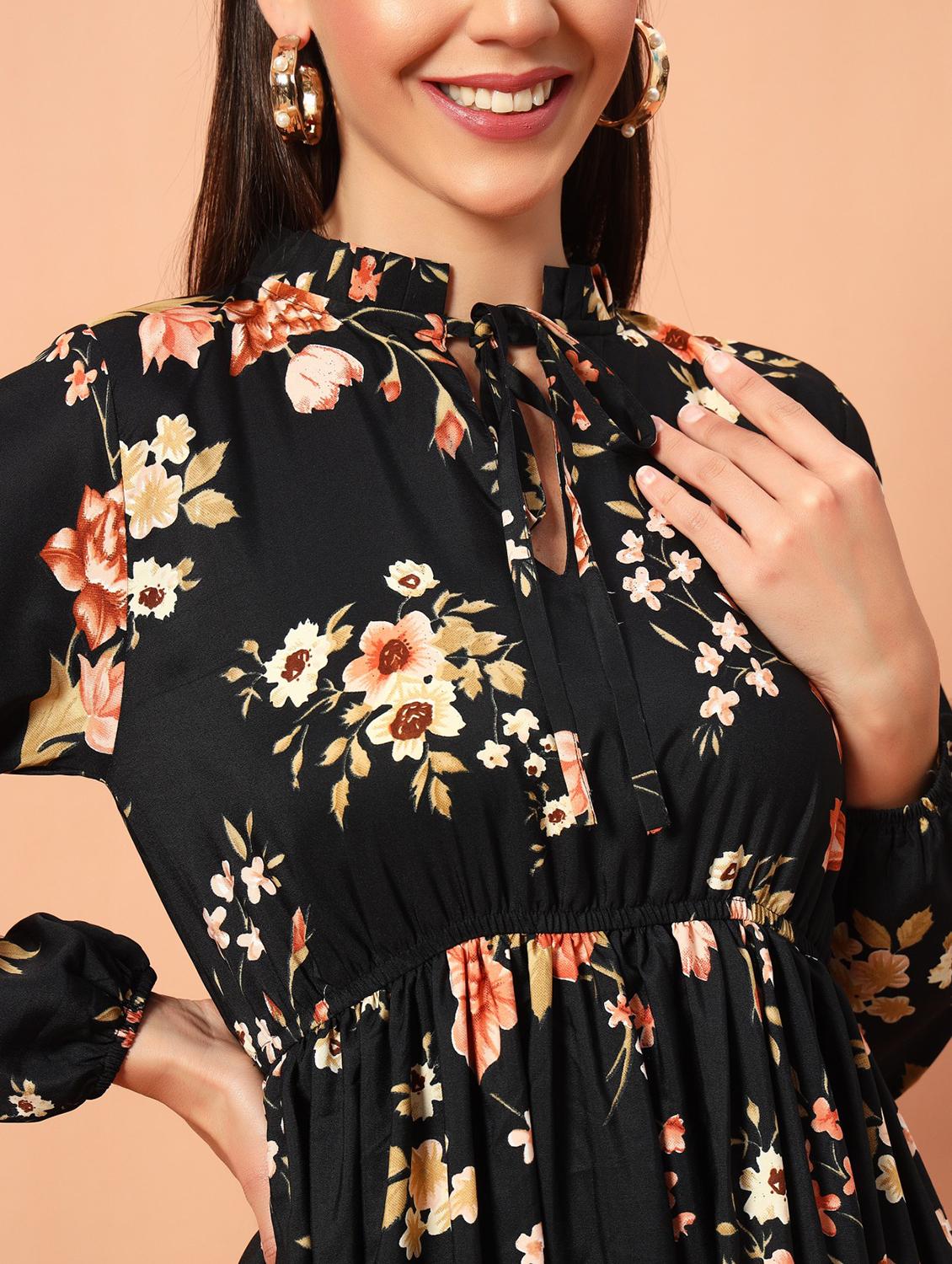 women printed puff sleeve tiered maxi dress - 21983226 - Standard Image - 3