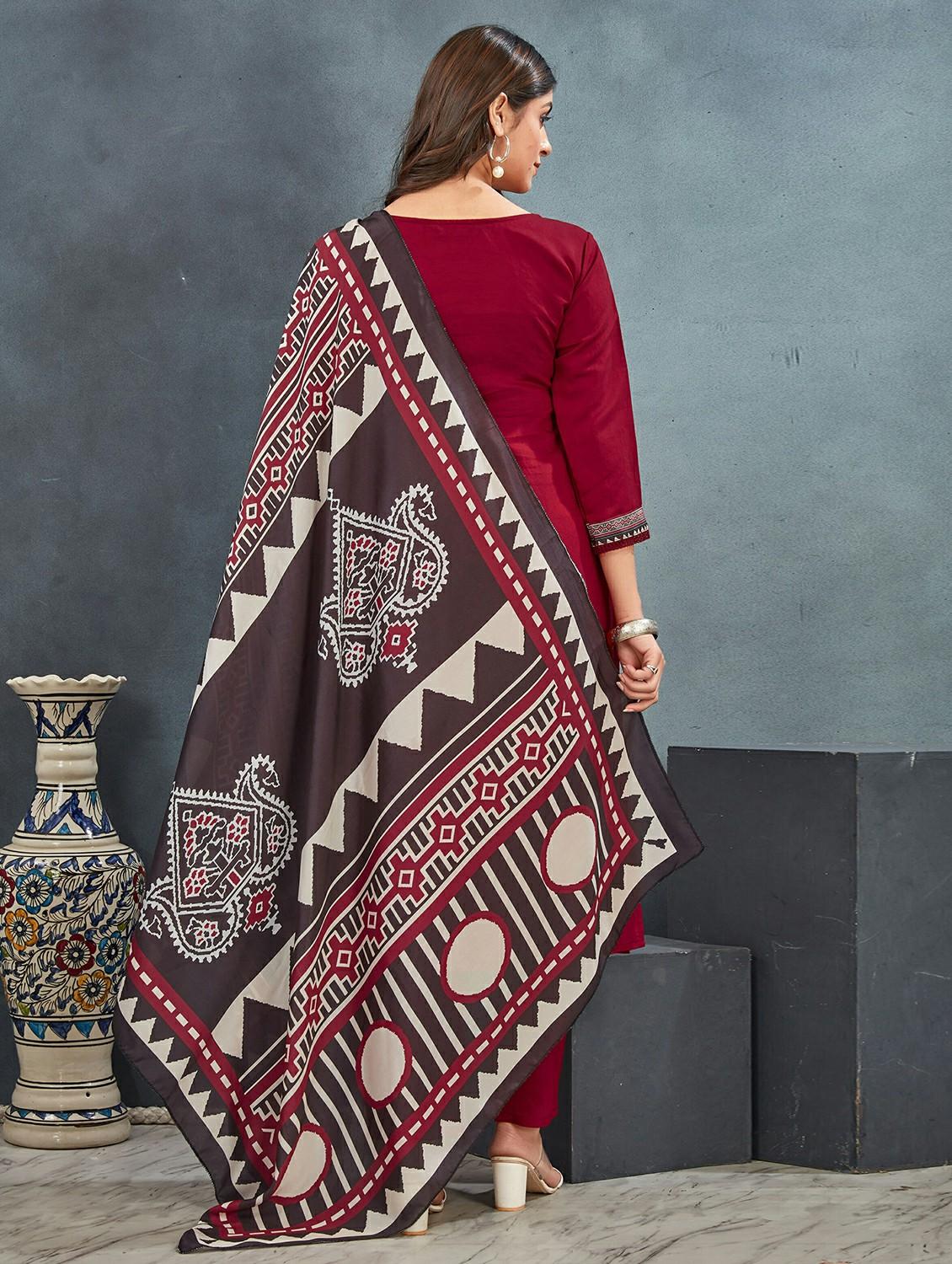 women three quarter sleeve kurta pant with dupatta set - 21983314 - Standard Image - 3