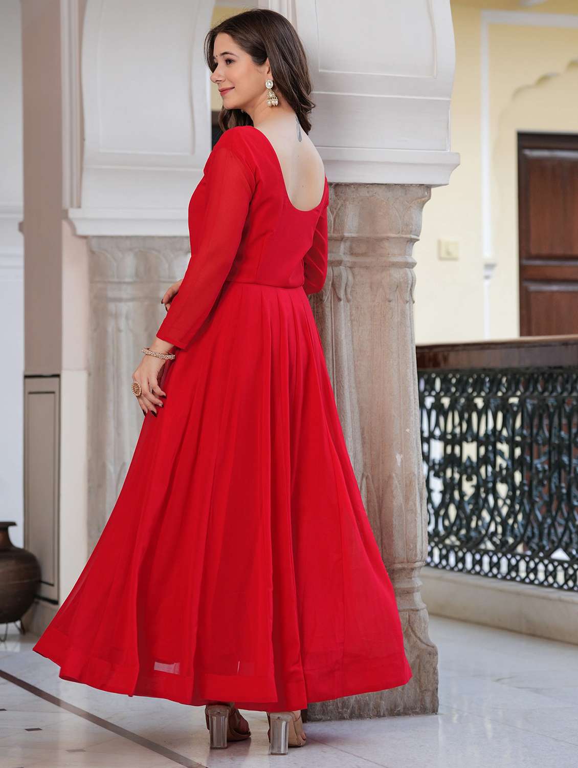 women long sleeve anarkali kurta pant with dupatta set - 21983320 - Standard Image - 5