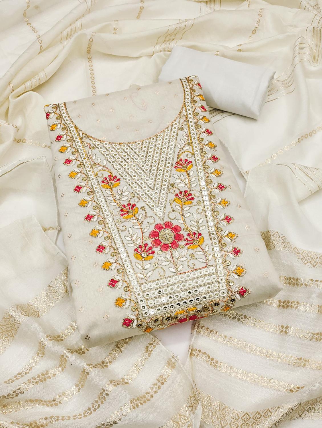 women self design embroidered unstitched suit set - 21983347 -  Zoom Image - 0