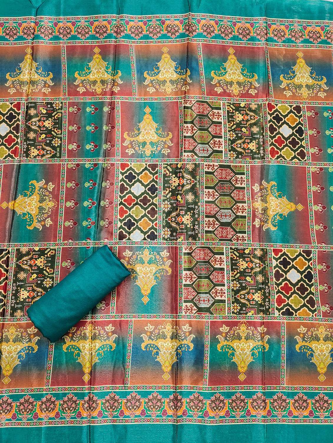 women printed embellished unstitched suit set - 21983362 -  Standard Image - 3