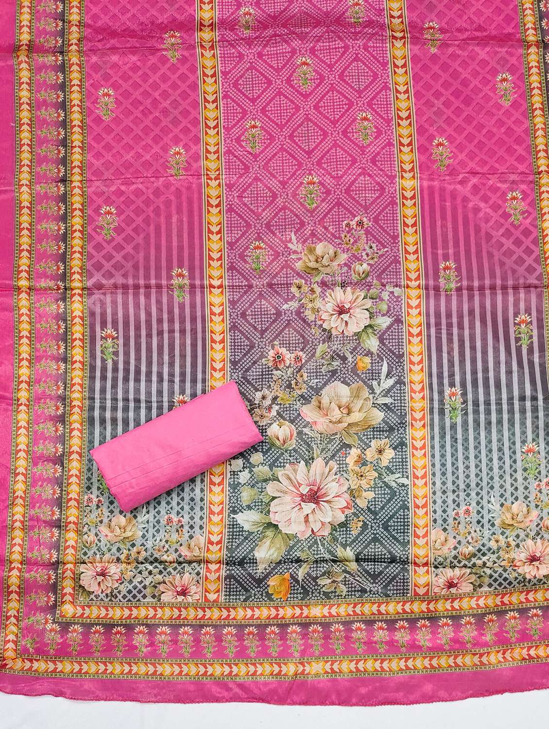 women printed embellished unstitched suit set - 21983365 -  Standard Image - 3