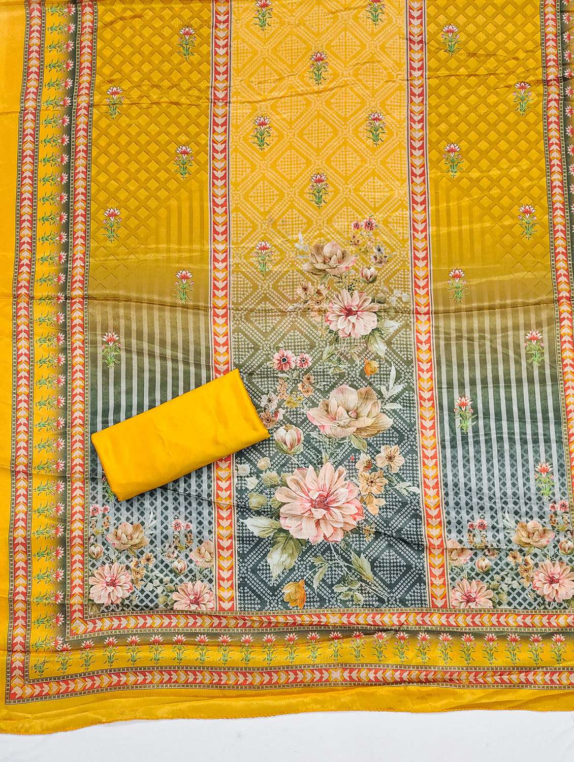 women printed embellished unstitched suit set - 21983368 -  Standard Image - 3