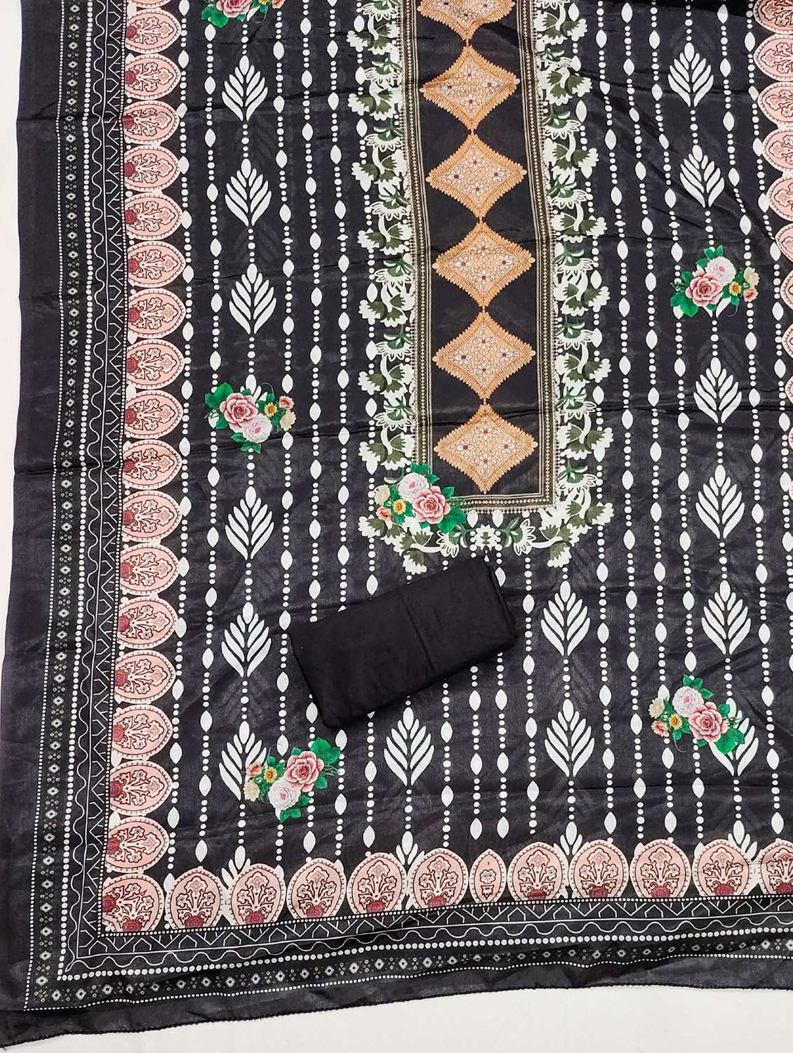 women printed embellished unstitched suit set - 21983382 -  Standard Image - 3