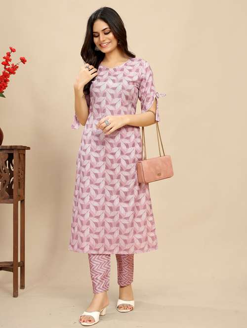women printed short sleeve kurta pant set - 21983403 - Standard Image - 0