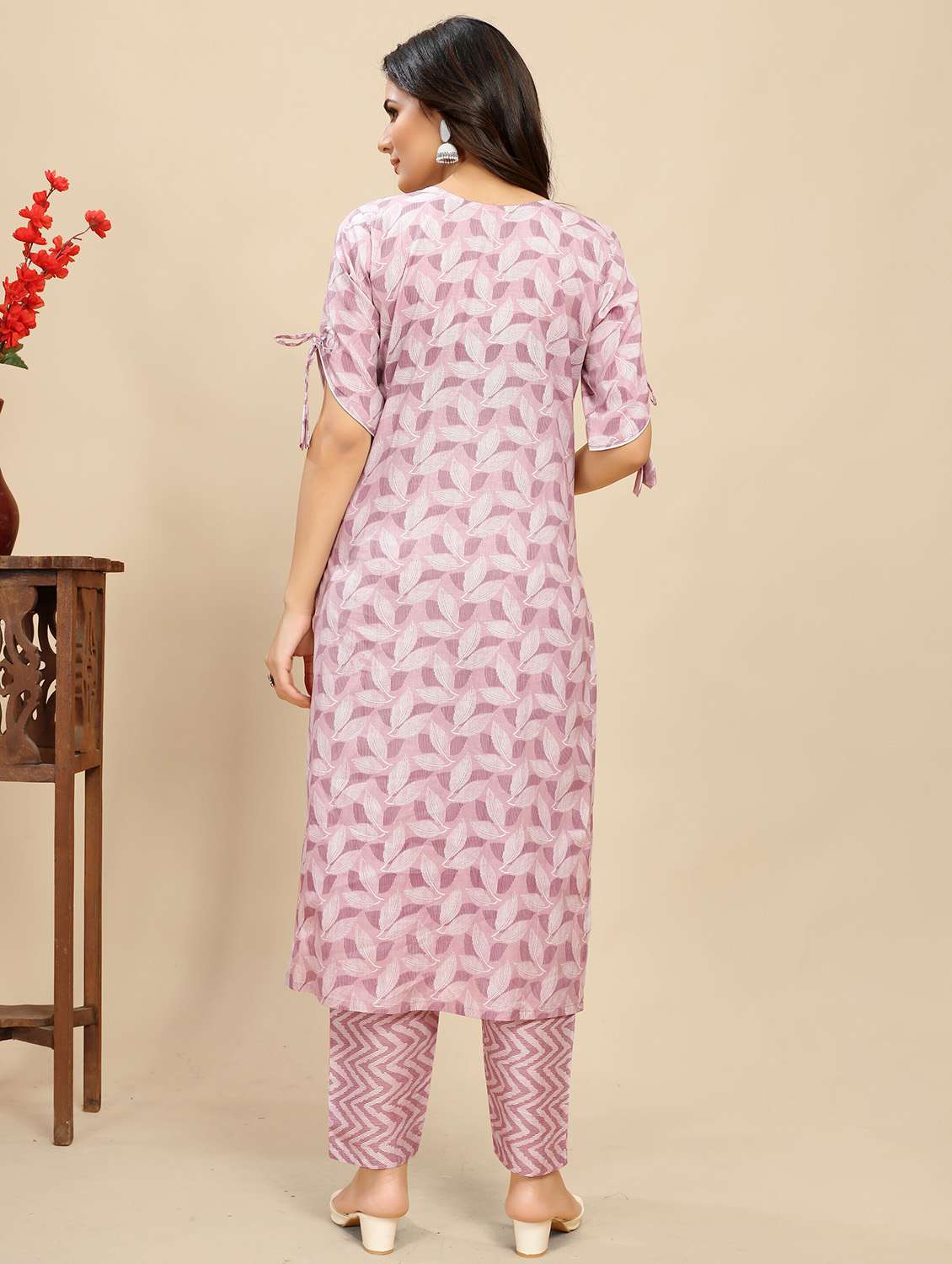 women printed short sleeve kurta pant set - 21983403 - Standard Image - 3
