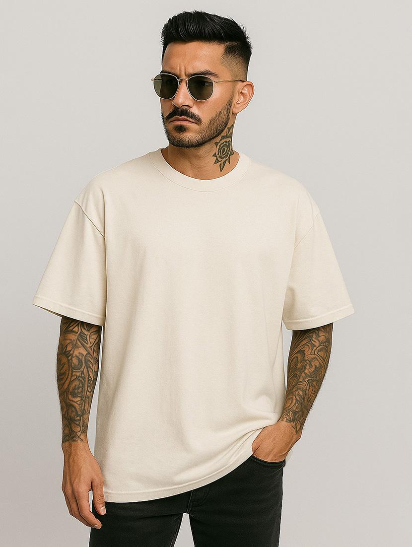 men solid short sleeve oversized t-shirt - 21983434 -  Zoom Image - 0
