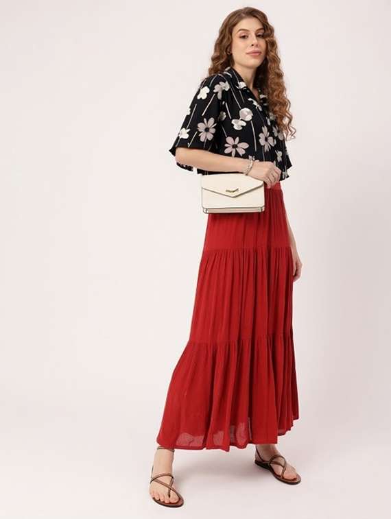 women printed collared short sleeve crop shirt - 21983457 -  Standard Image - 3