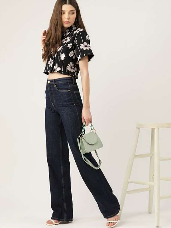women printed collared short sleeve crop shirt - 21983493 - Standard Image - 3