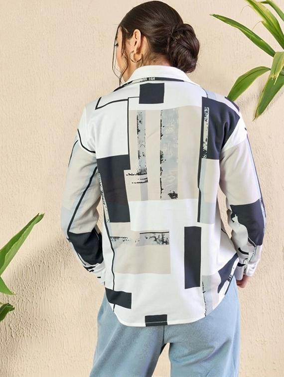 women printed long sleeve collared shirt - 21983498 - Standard Image - 3