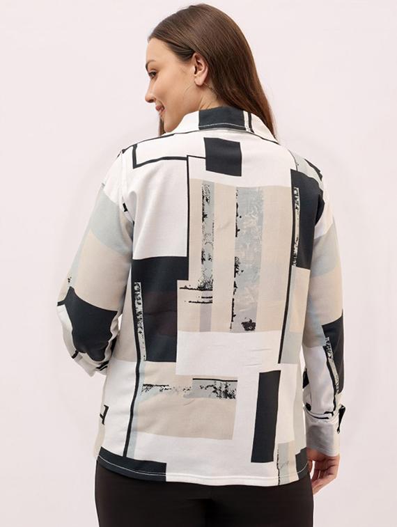 women plus size printed long sleeve collared shirt - 21983501 - Standard Image - 3