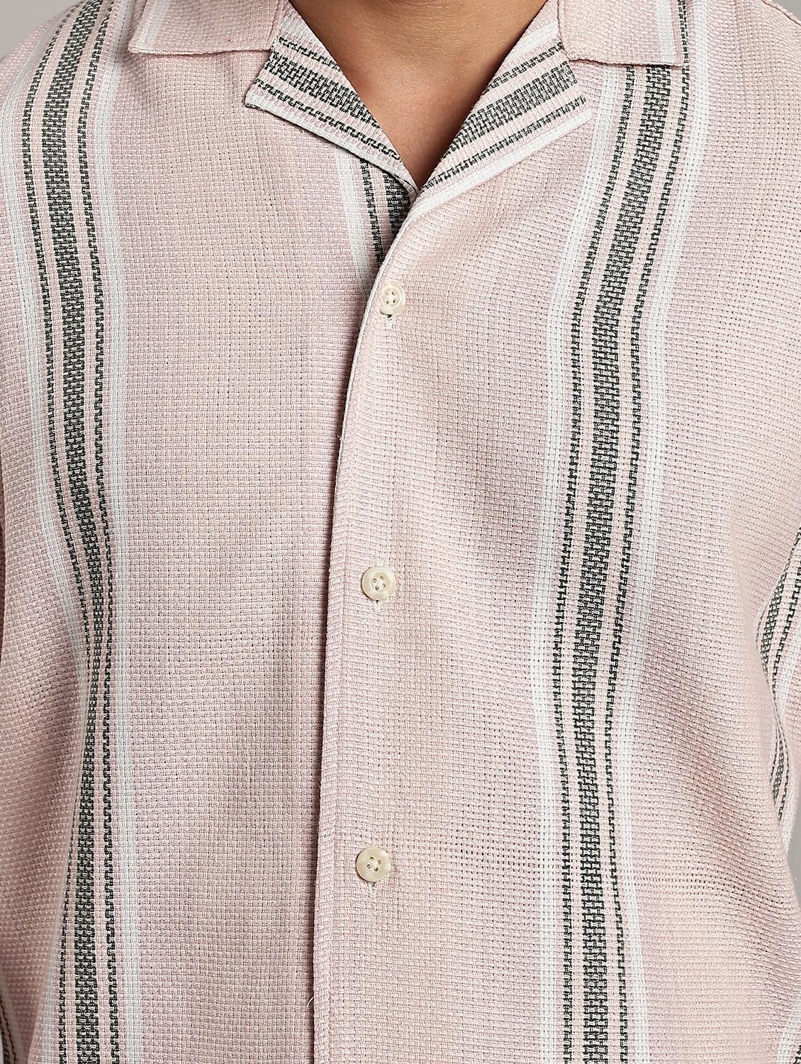 men striped short sleeve loose fit casual shirt - 21983510 - Standard Image - 5