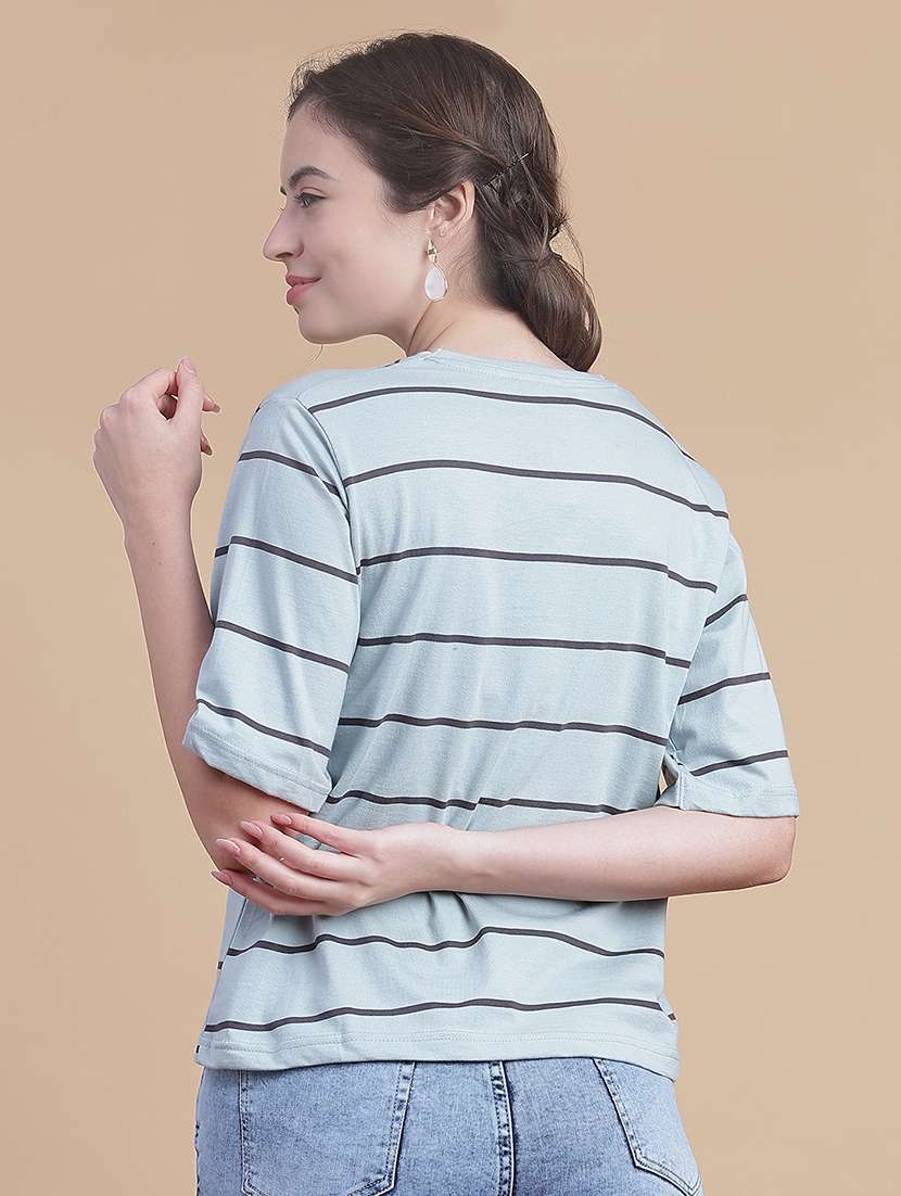 women striped short sleeve oversized t-shirt - 21983545 -  Standard Image - 3