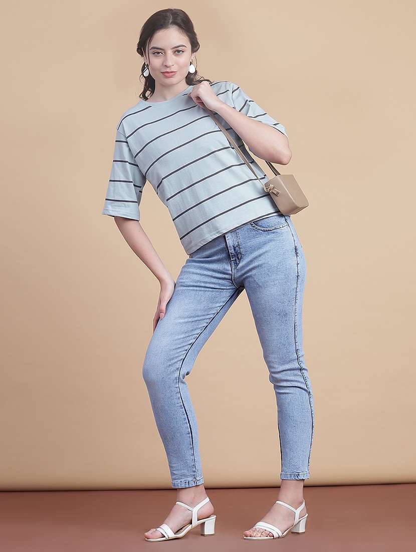 women striped short sleeve oversized t-shirt - 21983545 -  Standard Image - 5