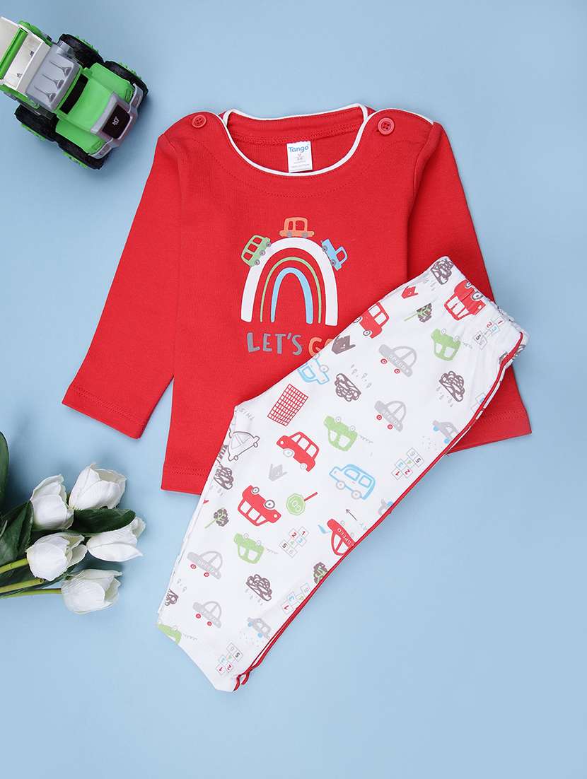 boys printed long sleeve full length set