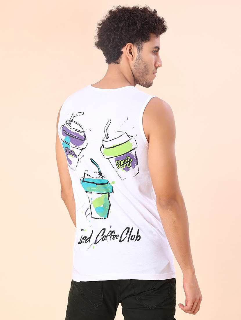 men printed sleeveless regular fit t-shirt