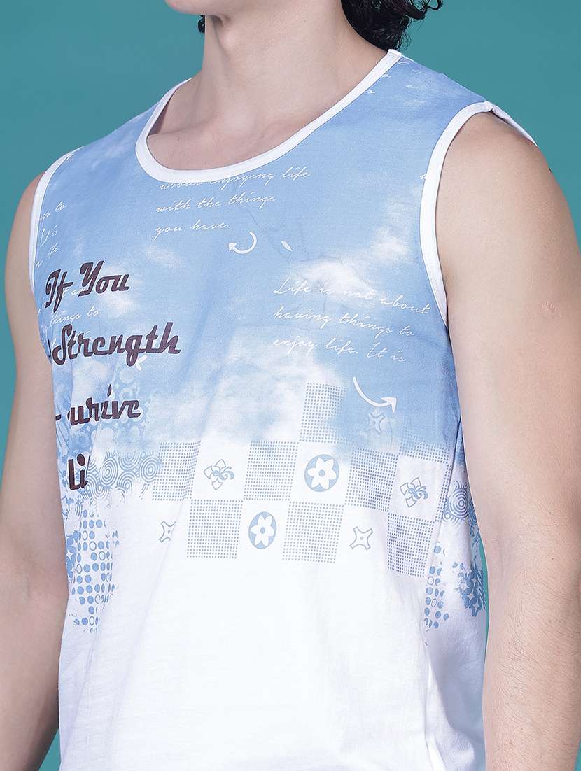 men printed sleeveless regular fit t-shirt - 21983713 -  Standard Image - 3