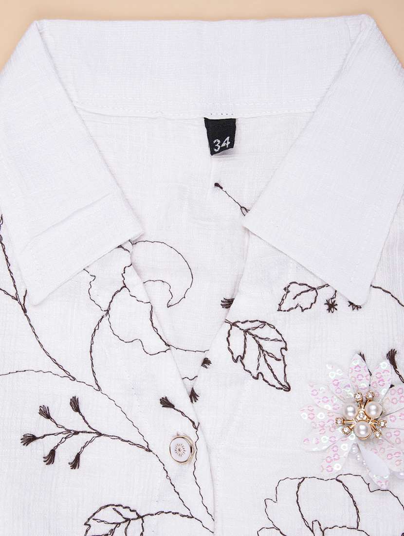 girls embroidered short sleeve collared top - 21983714 -  Standard Image - 3