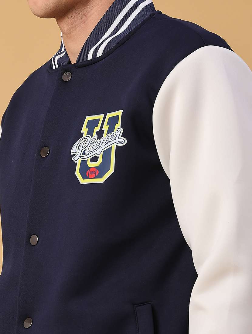 Men Color Blocked Long Sleeve Varsity Jacket - 21983738 -  Standard Image - 5