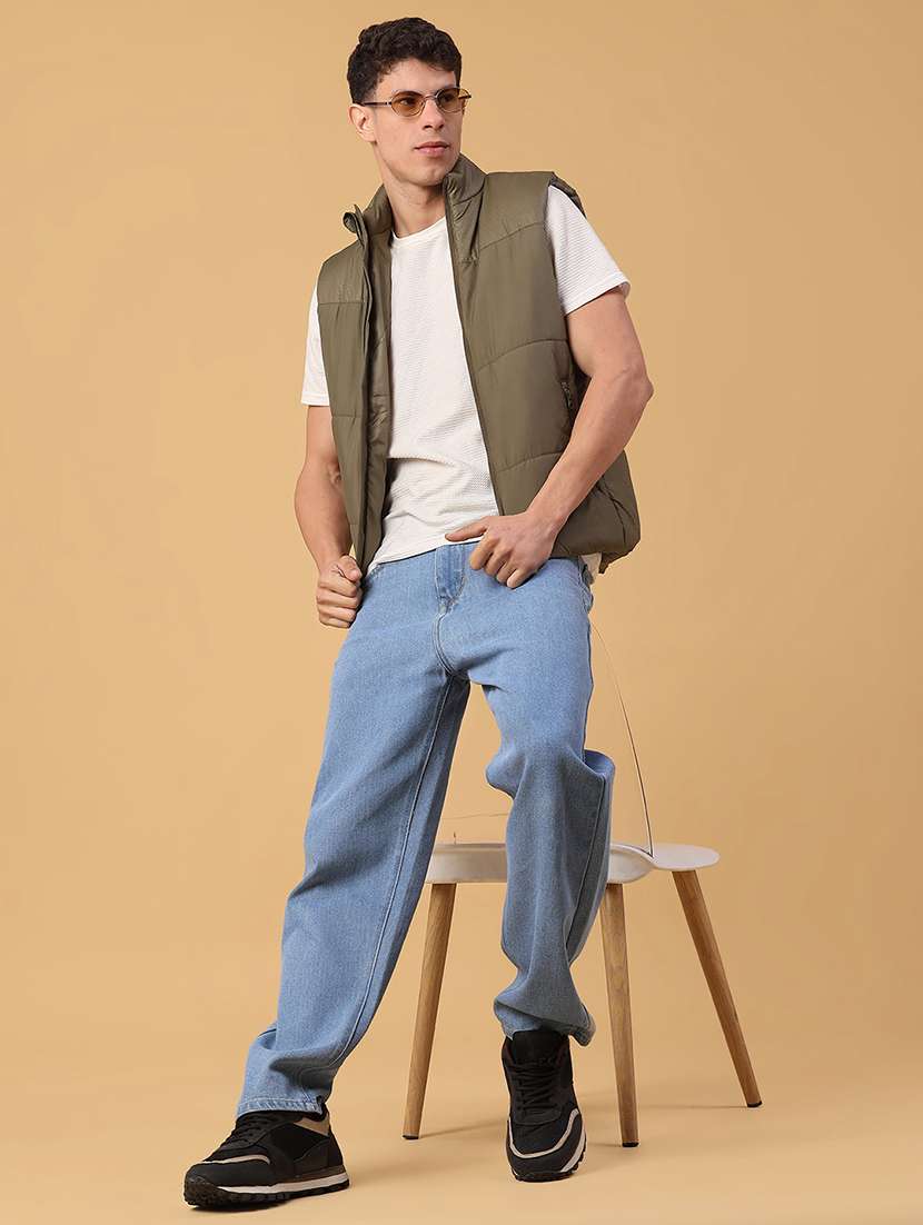 men solid sleeveless puffer jacket - 21983747 -  Standard Image - 5