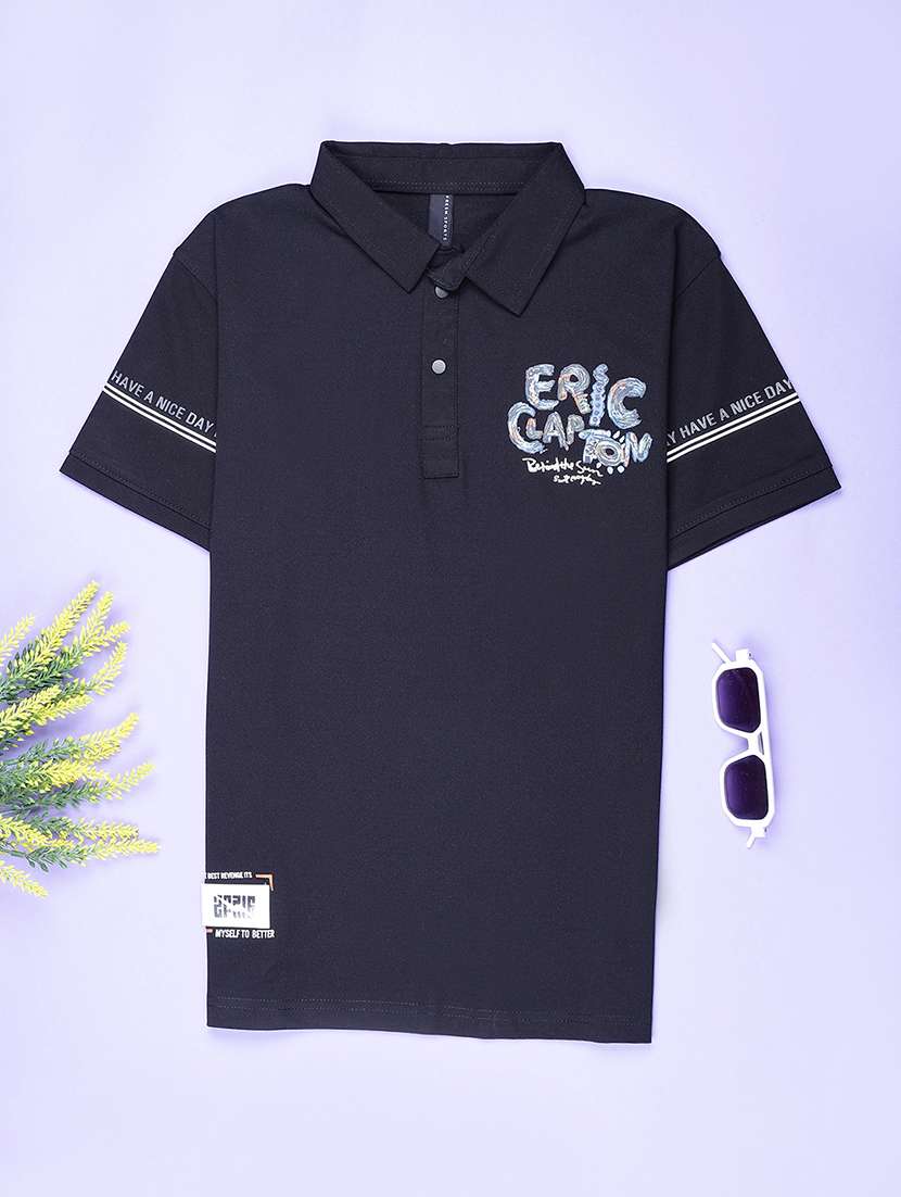 boys printed short sleeve polo t-shirt