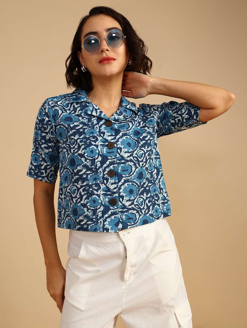 women printed short sleeve regular fit shirt - 21983816 -  Zoom Image - 0