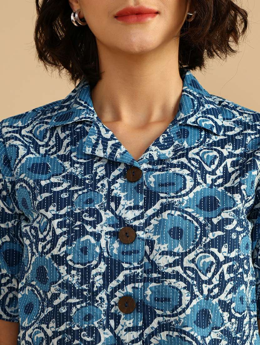 women printed short sleeve regular fit shirt - 21983816 -  Standard Image - 5