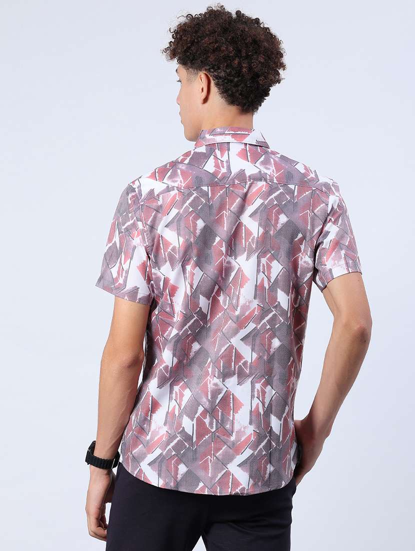 men printed short sleeve regular fit casual shirt - 21983817 -  Standard Image - 3