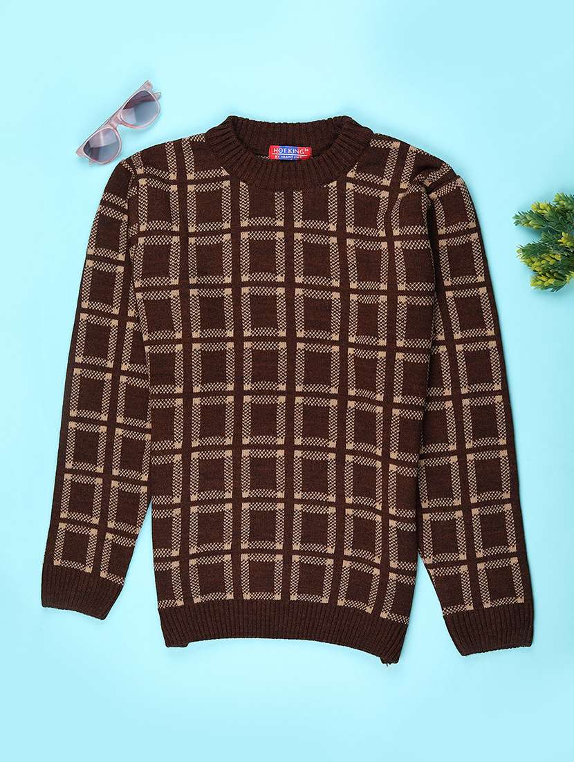 boys checkered long sleeve sweater