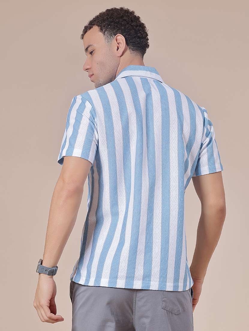 men striped short sleeve regular fit casual shirt - 21983860 -  Standard Image - 3