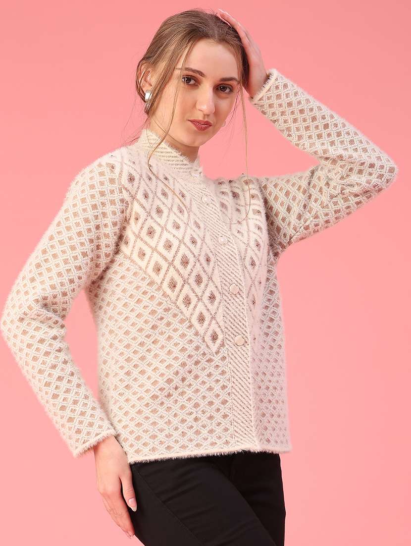 women self design long sleeve cardigan - 21983863 -  Standard Image - 3