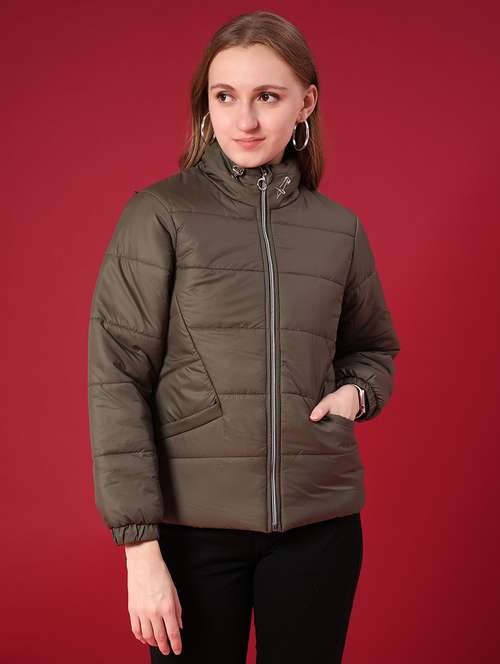 women solid long sleeve puffer jacket - 21983875 -  Standard Image - 0