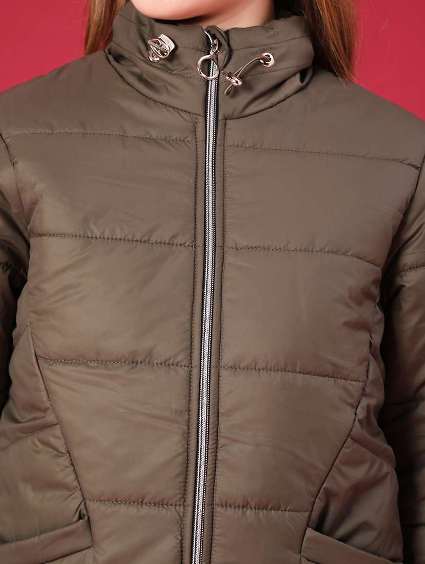 women solid long sleeve puffer jacket - 21983875 -  Standard Image - 5