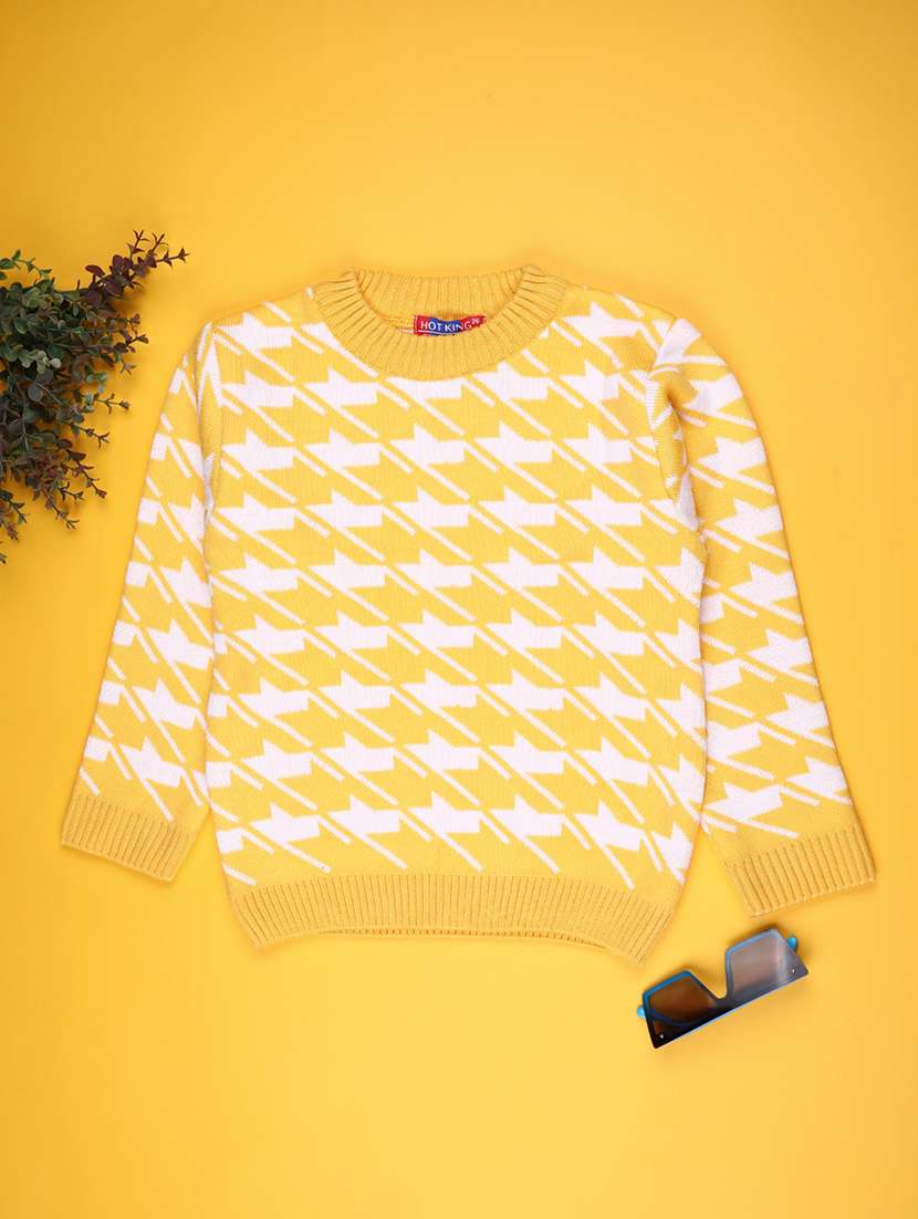 boys houndstooth patterned long sleeve sweater
