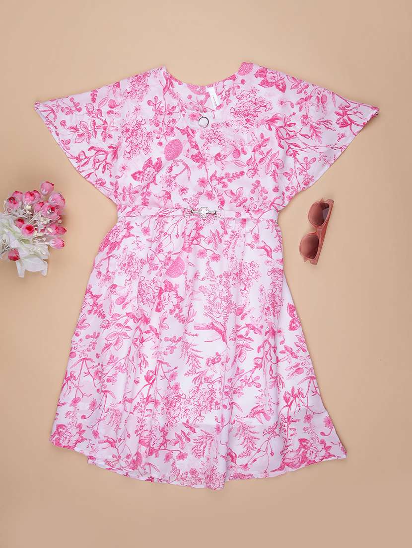 girls printed bell sleeve flared frock