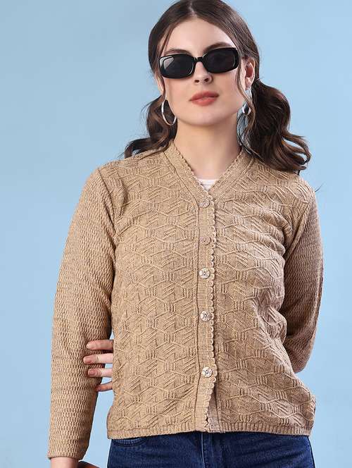 women self design long sleeve cardigan - 21983918 -  Standard Image - 0