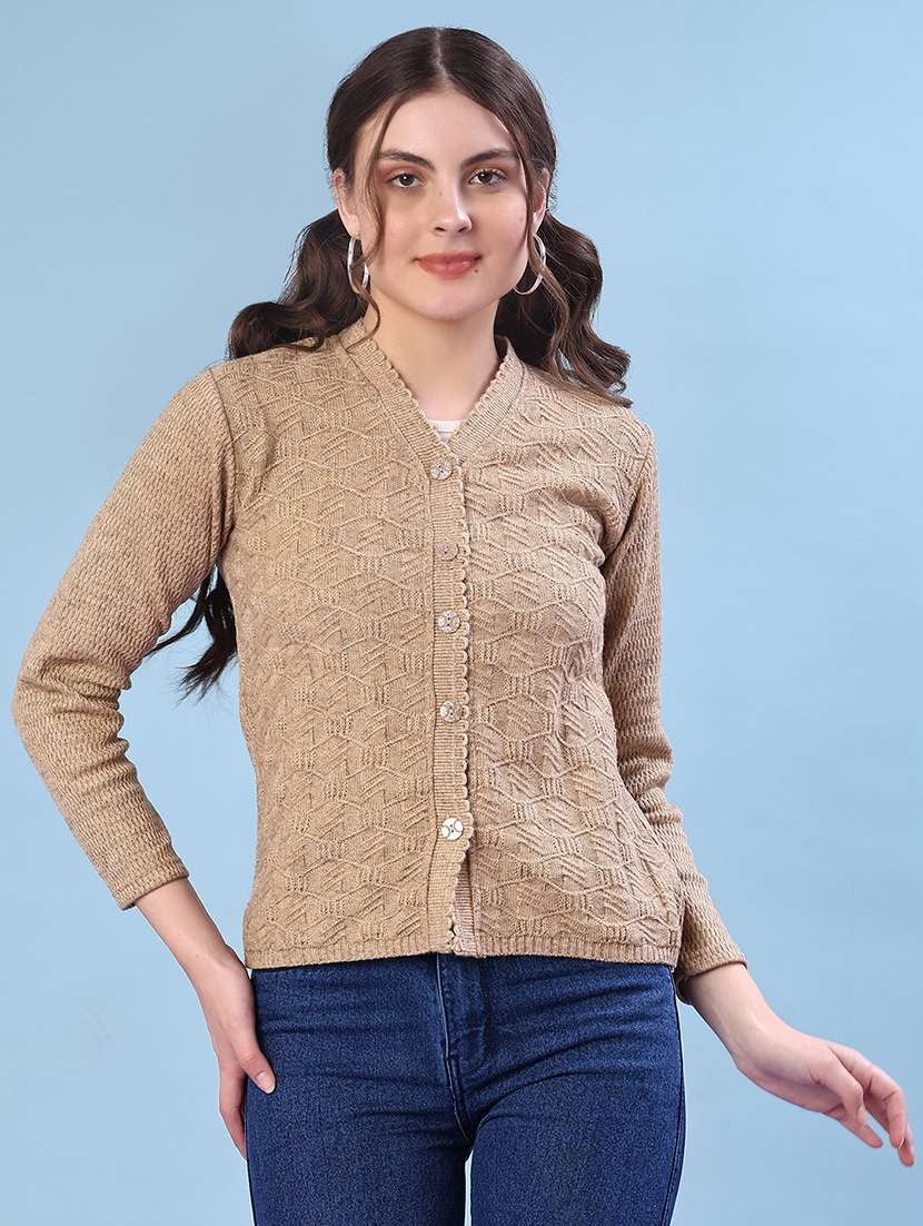 women self design long sleeve cardigan - 21983918 -  Standard Image - 3