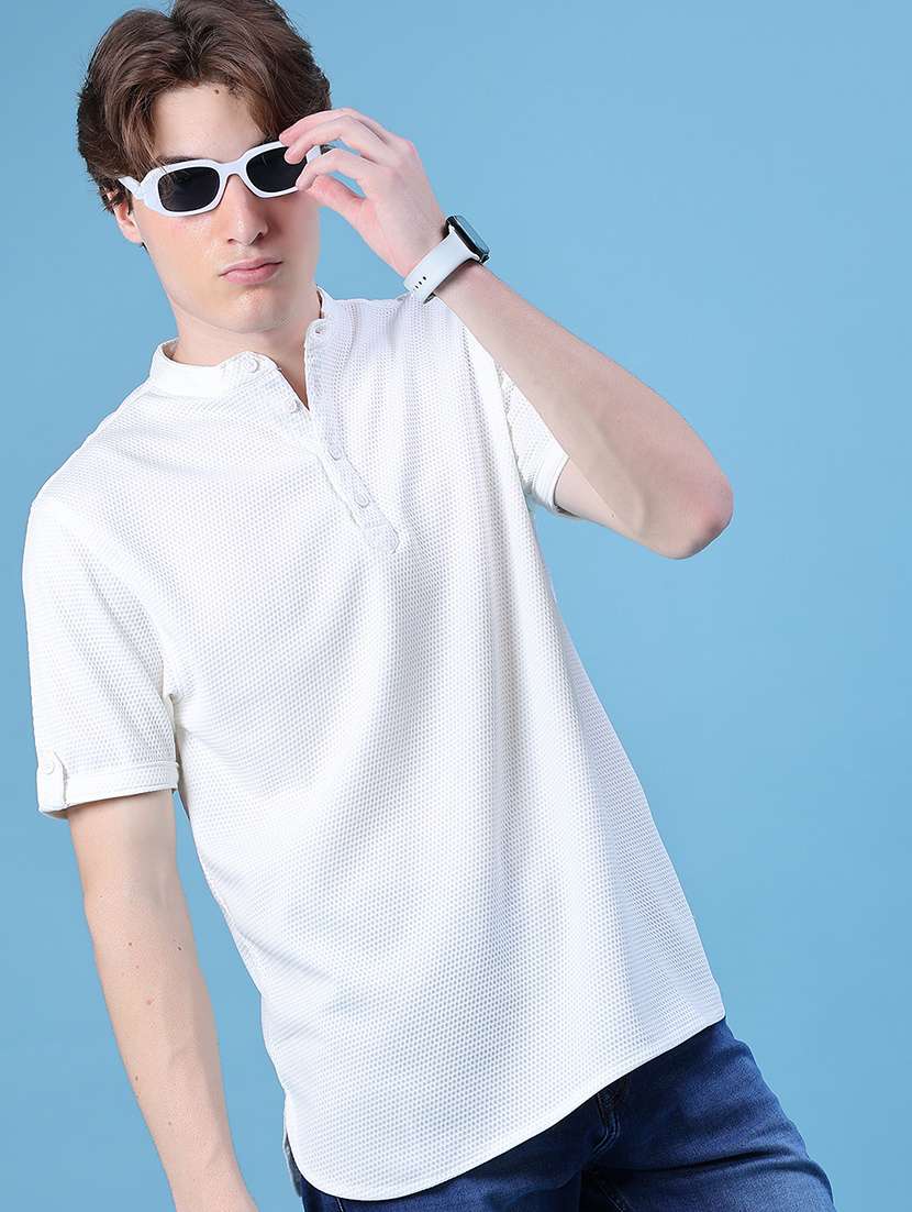 men self design short sleeve regular fit t-shirt