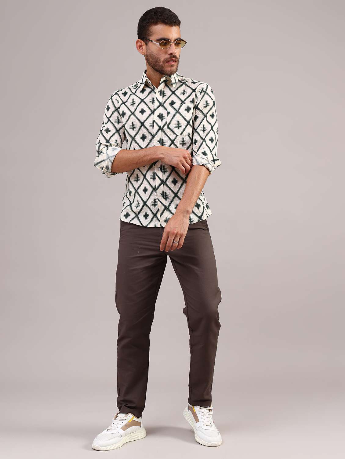 men printed collared long sleeve shirt - 21983924 -  Standard Image - 5