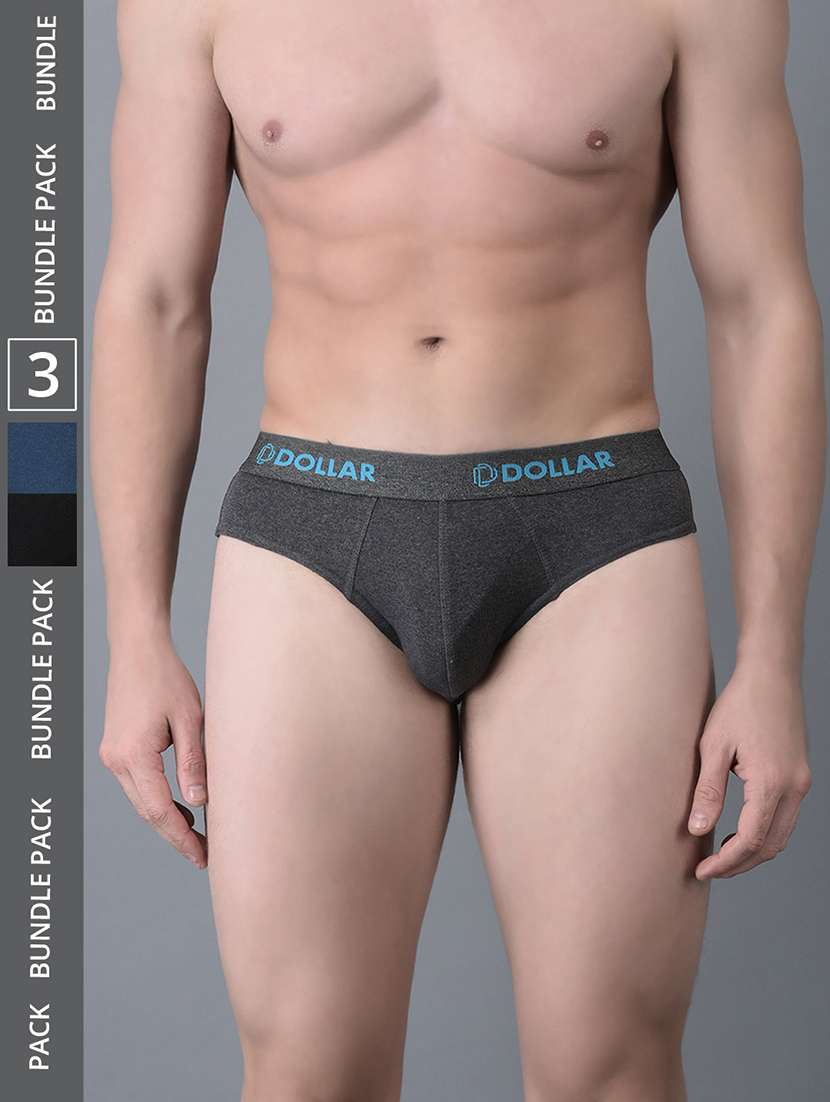 men pack of 3 solid multi colored briefs