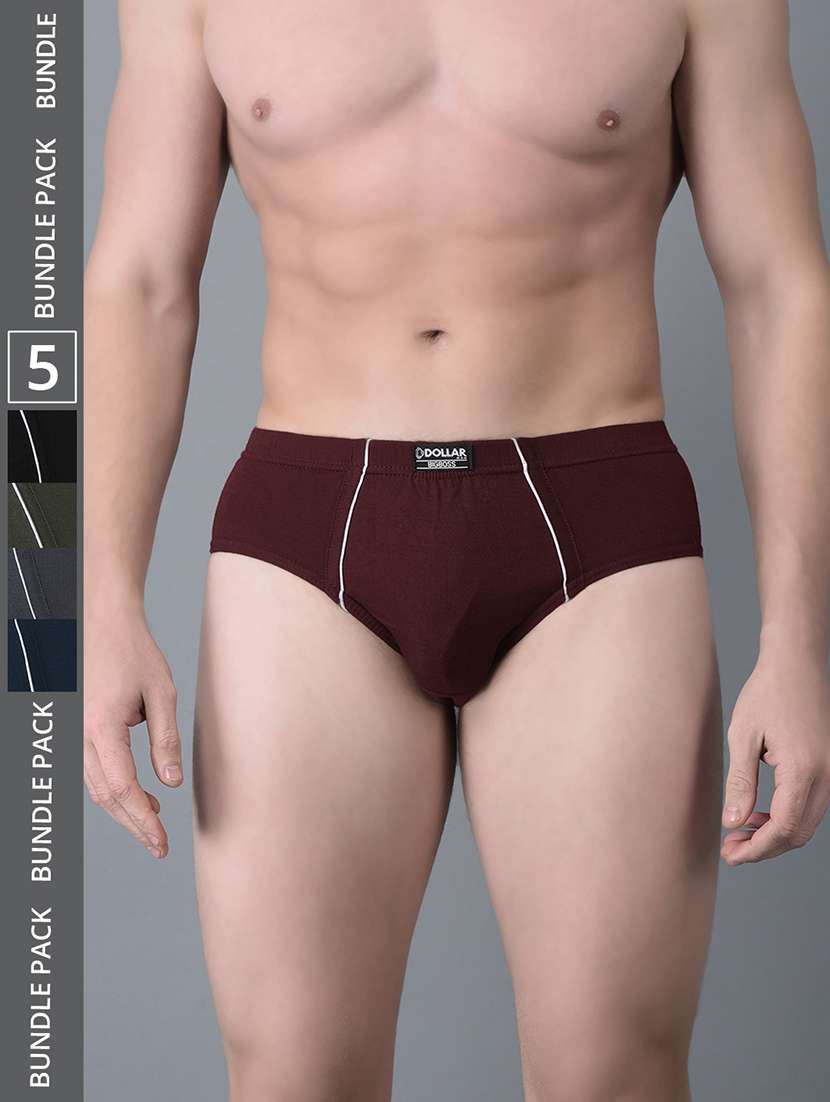 men pack of 5 solid multi colored briefs
