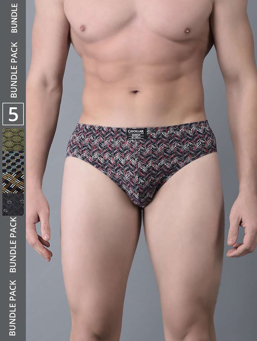 men pack of 5 printed hipster brief