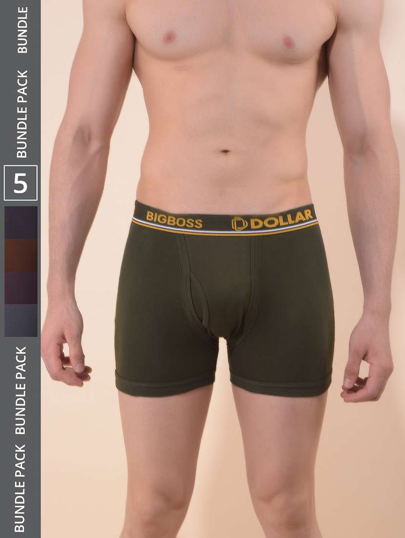 men pack of 5 solid multi colored trunks