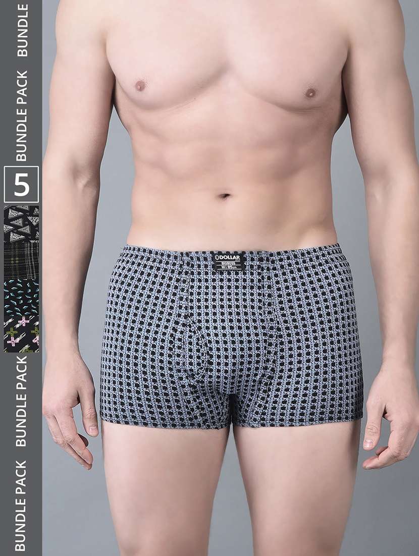 men pack of 5 printed trunk brief