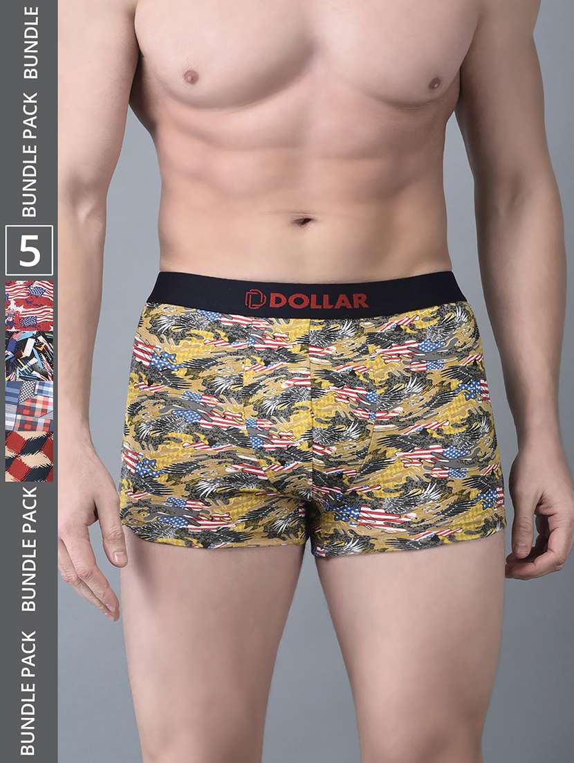 men pack of 5 printed multi colored trunks
